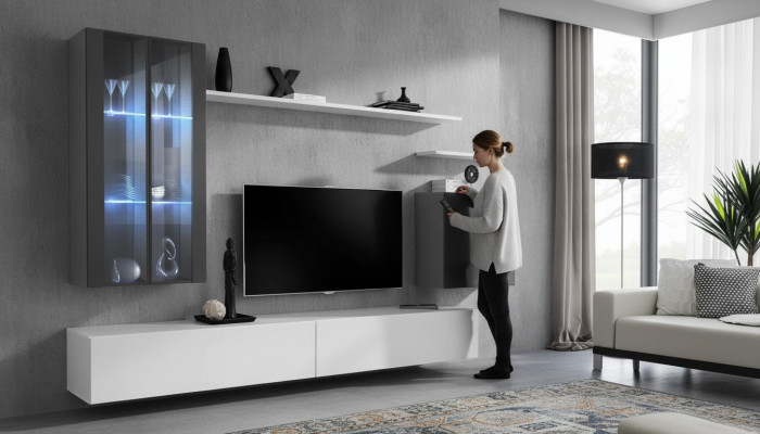 Komplett Wand Regale Wohnzimmermöbel 3x Wandschrank Luxus TV-Ständer Sideboard