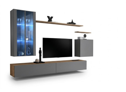 Garnitur rtv Set 7tlg. Wohnwand TV Sideboard Vitrine Hänge Schrank Design Neu