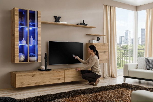 Designer Möbel Garnitur Modern Wandschrank TV-Ständer Holzmöbel Neu Sideboard