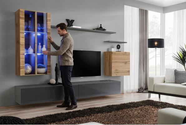 Design Möbel Wandschrank Wohnwand Wohnzimmermöbel TV-Ständer Holzmöbel Sideboard