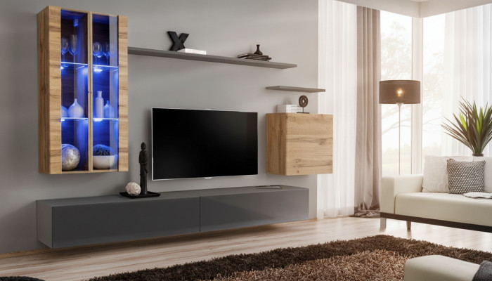 Design Möbel Wandschrank Wohnwand Wohnzimmermöbel TV-Ständer Holzmöbel Sideboard