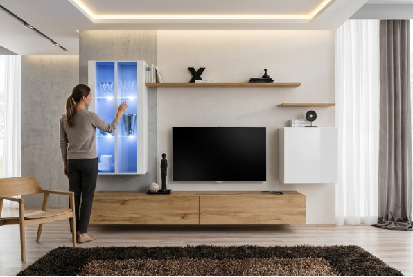 Holzmöbel TV-Ständer Wandschrank Wohnzimmermöbel Komplett set Stil Designer