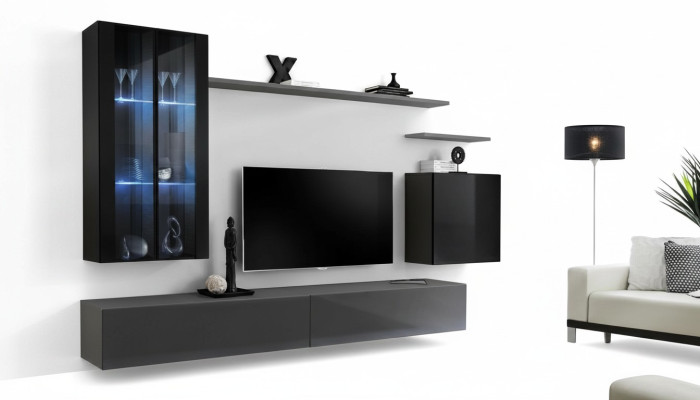 Wohnzimmer Set 3x Wandschrank TV Ständer Wohnmöbel Modern Designer Stil