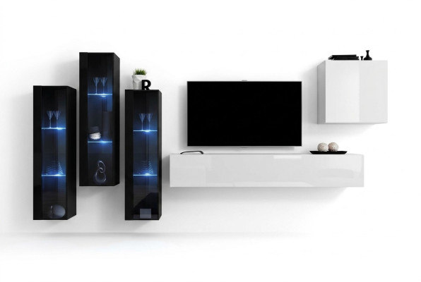 Neu Wohnzimmer Wohnwand Hochglanz Holzmöbel Schrank Moderne Möbel 5tlg