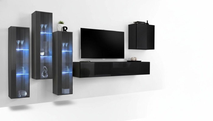 Designer Wohnwand Einrichtung Wand Schrank Wohn Zimmer Möbel Holz Modern