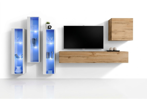 Wohnzimmermöbel Designer Wohnwand TV Ständer Hochglanz Sideboard Wand Schrank