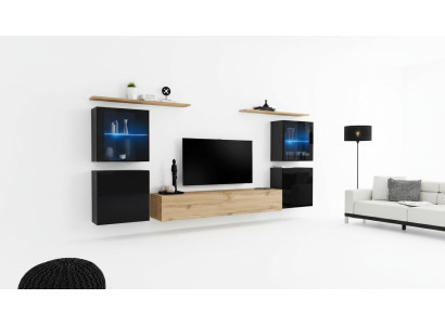 Wohnzimmer 4x Wand Schrank Wohnwand TV Ständer Modern Design Set 7tlg Neu