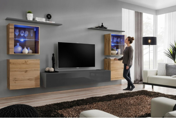 Wohnzimmermöbel Set Designer Hochglanz Wohnwand Wohnzimmer Sideboard Komplett