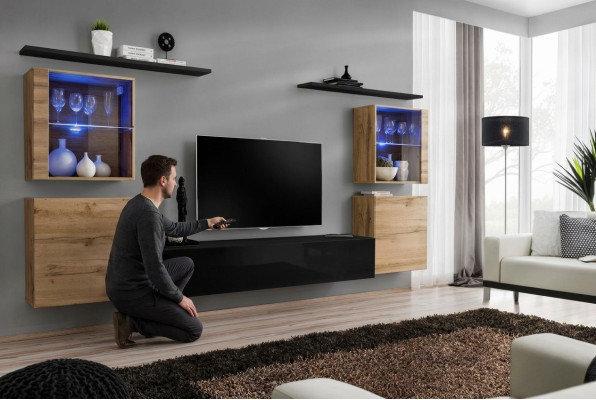 Designer Komplett Wohnzimmer Luxus Wohnwand Gruppe Modern Sideboard Einrichtung