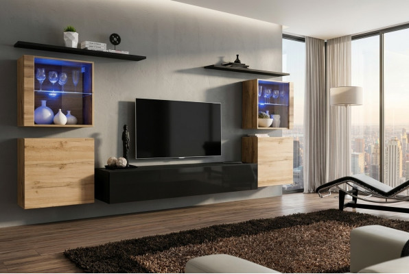 Designer Komplett Wohnzimmer Luxus Wohnwand Gruppe Modern Sideboard Einrichtung