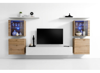 Luxus Weiß Wohnwand Wohnzimmer Designer Gruppe Modern Möbel TV Ständer
