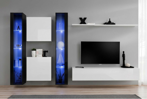 Gruppe Wohnwand Modern Wandregal Designer Wandschrank Luxus Holz Einrichtung