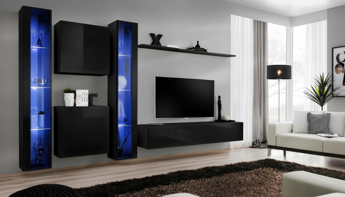 Wohnzimmermöbel Set Designer 2x Wandschrank Hänge Vitrine Einrichtung