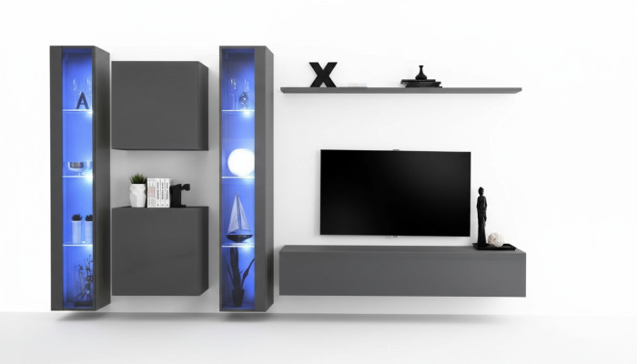 Luxus 2x Hänge Vitrine Neu Wohnwand 2x Wandschrank Komplett Set Wand Regal Neu
