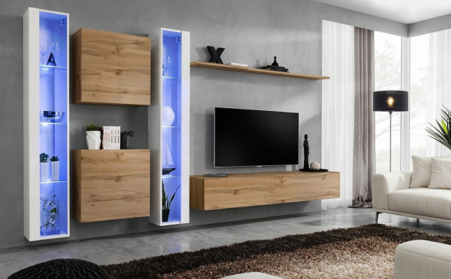 Wohnzimmermöbel Wandschrank TV-Ständer Braun Sideboard Komplett Einrichtung