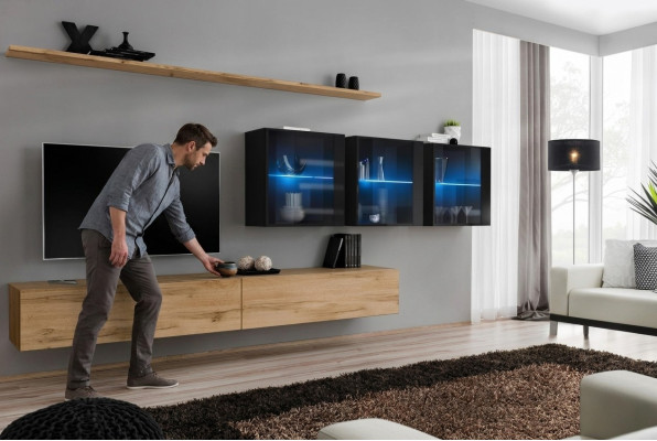 Wohnwand 340cm Luxus Möbel Wandschrank Modern Komplett Wand Regal Design