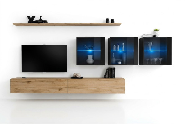 Wohnwand 340cm Luxus Möbel Wandschrank Modern Komplett Wand Regal Design