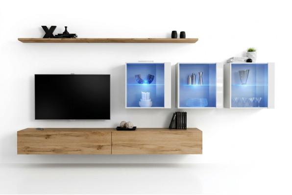 Wohnzimmermöbel Stil Modern Design TV-Ständer Wand Regale Komplett Wandschrank
