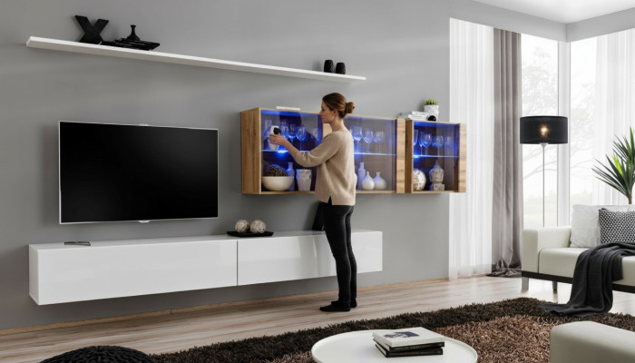 Wand Komplett Möbel Wohnwand Modern Wohnzimmermöbel TV-Ständer Design