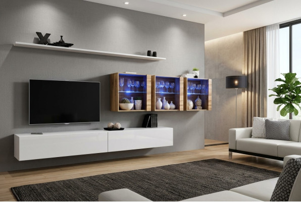 Wand Komplett Möbel Wohnwand Modern Wohnzimmermöbel TV-Ständer Design