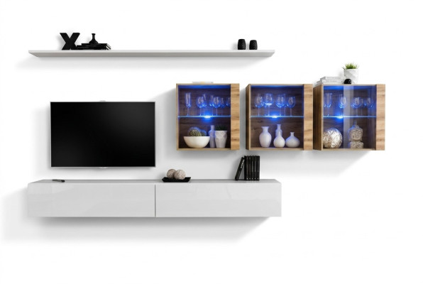 Wand Komplett Möbel Wohnwand Modern Wohnzimmermöbel TV-Ständer Design