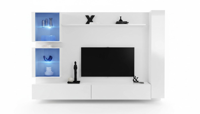 Weiß Wohnwand Luxus Wandschrank Komplett Sideboard TV-Ständer Modern Design