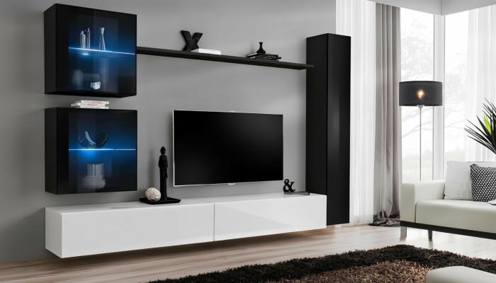 Wohnwand Set 6tlg Luxus Einrichtung Wohnzimmer Designer TV-Ständer Wandschrank