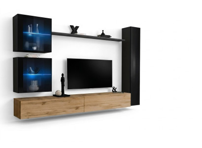 Luxus Schwarz 3x Wand Schrank Wohnwand TV Ständer Modern Design Set 6tlg Neu