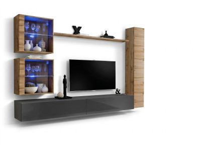 Braun Luxus Wohnzimmer Wohnwand Möbel 3x Wandschrank TV-Ständer Einrichtung