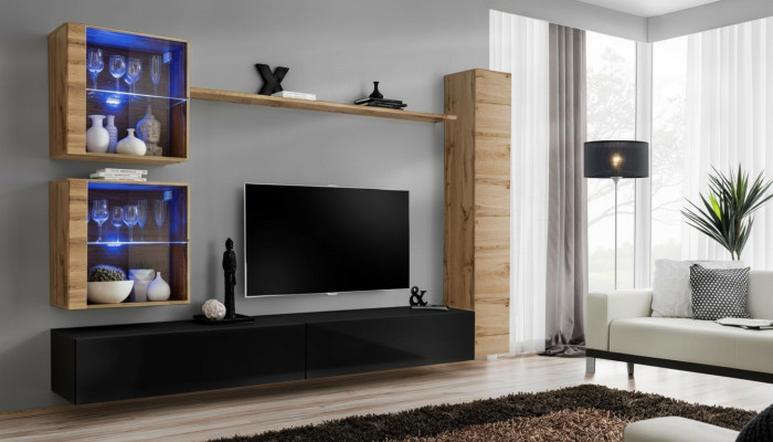 Designer Wohnzimmer Möbel Wand Schrank Wohnwand Regal TV-Ständer Set 6tlg.