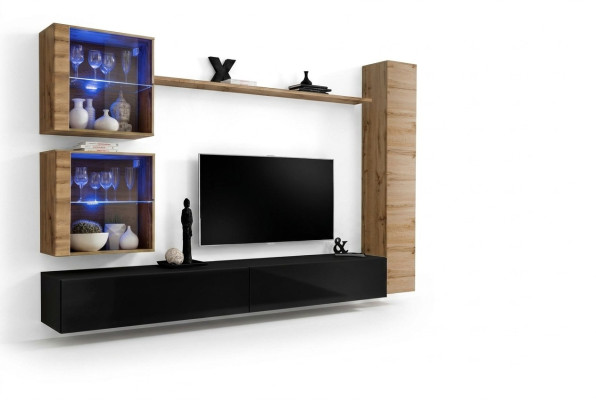 Designer Wohnzimmer Möbel Wand Schrank Wohnwand Regal TV-Ständer Set 6tlg.