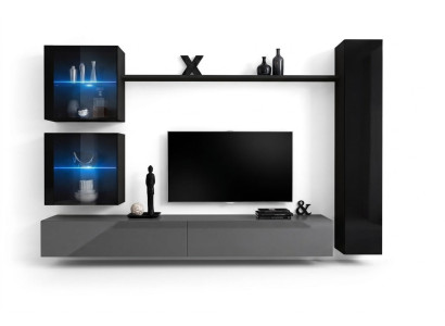 Schwarz Wandschrank Designer Wohnwand Luxus Wohnzimmermöbel Wand Regal
