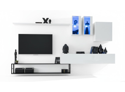 Komplette Wohnwand Designer Luxus Wohnzimmermöbel Weiß TV-Ständer Sideboard