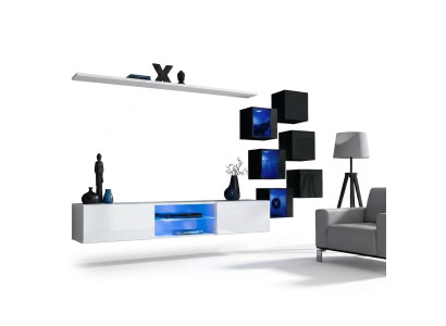 Garnitur Set Wohnwand 6x Wandschrank Wand Regale Sideboard Holzmöbel Neu