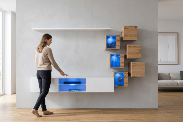 Neu Komplett Set 8tlg Wandschrank Luxus Sideboard TV-Ständer Wand Regale