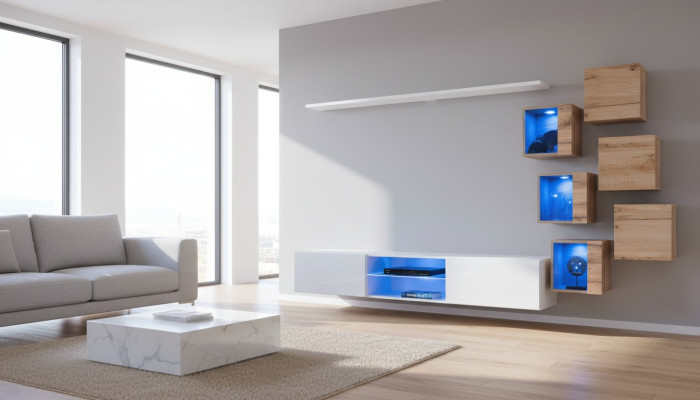 Neu Komplett Set 8tlg Wandschrank Luxus Sideboard TV-Ständer Wand Regale