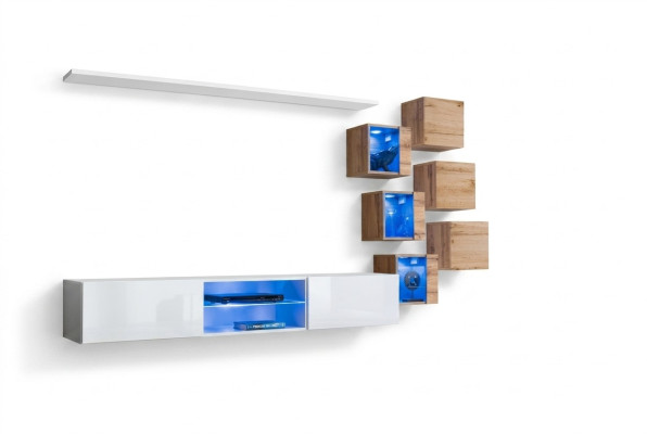 Neu Komplett Set 8tlg Wandschrank Luxus Sideboard TV-Ständer Wand Regale