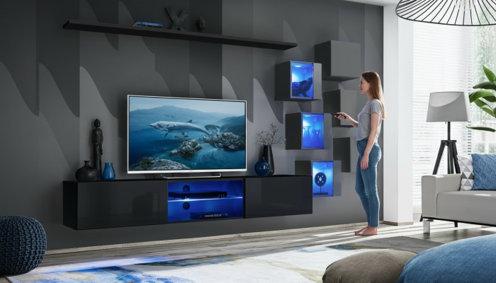 TV-Ständer Wohnwand Sideboard Luxus Garnitur Modern Designer Regale Komplett