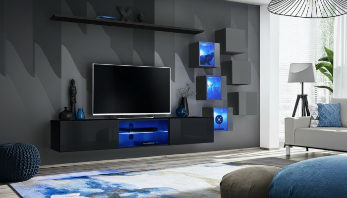 TV-Ständer Wohnwand Sideboard Luxus Garnitur Modern Designer Regale Komplett