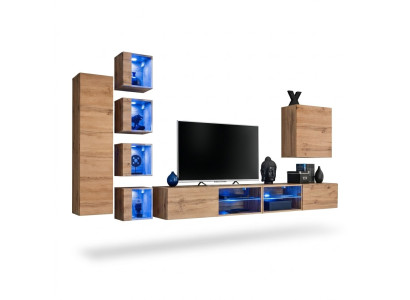 Garnitur Set Wohnwand Wandschrank Wand Regale Sideboard Holzmöbel TV-Ständer Neu