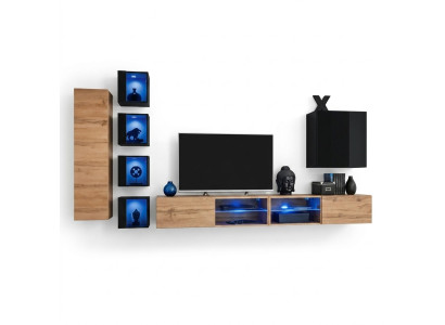 Komplett Designer Modern Wohnwand Wand Regale TV-Ständer Holzmöbel Wandschrank