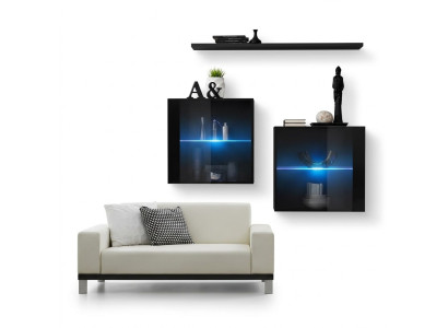 Komplett Set 3tlg Designer Wohnwand 2x Wandschrank Modern Wand Regal Neu