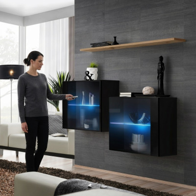 Designer Möbel Schwarz Luxus Wandschrank Wohnzimmermöbel Wand Regal