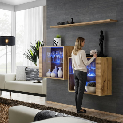 Wohnzimmer Schränke Vitrine Wand Regal Luxus Wohn Zimmer Braun Set 3tlg.
