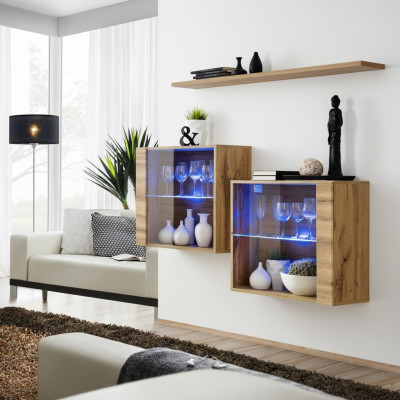 Wohnzimmer Schränke Vitrine Wand Regal Luxus Wohn Zimmer Braun Set 3tlg.