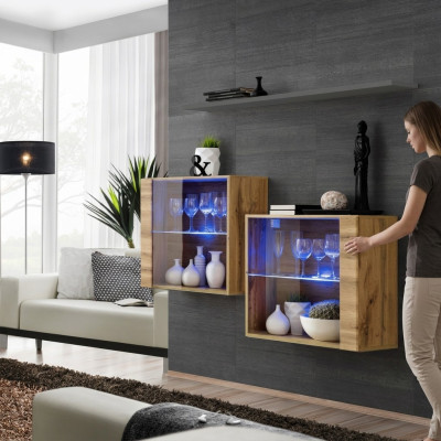 Moderne Designer Wohnwand Wohnzimmer Wand Schränke Braun Möbel Luxus