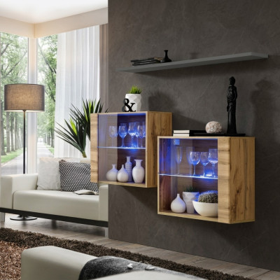 Moderne Designer Wohnwand Wohnzimmer Wand Schränke Braun Möbel Luxus