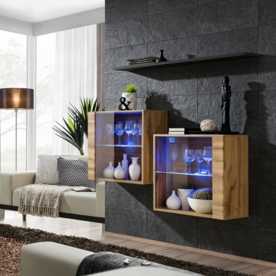 Modern Möbel Luxus Wohnwand 130 cm Wohnzimmer Einrichtung Komplette Set 3tlg.