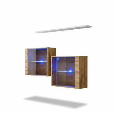 Braun Garnitur 3tlg Wohnwand Luxus Wohnzimmer Set Holz Wandregal Möbel Neu