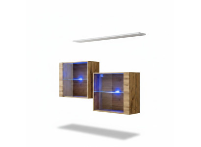 Braun Garnitur 3tlg Wohnwand Luxus Wohnzimmer Set Holz Wandregal Möbel Neu